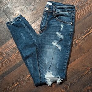 KanCan Distressed Dark Blue Skinny Jeans